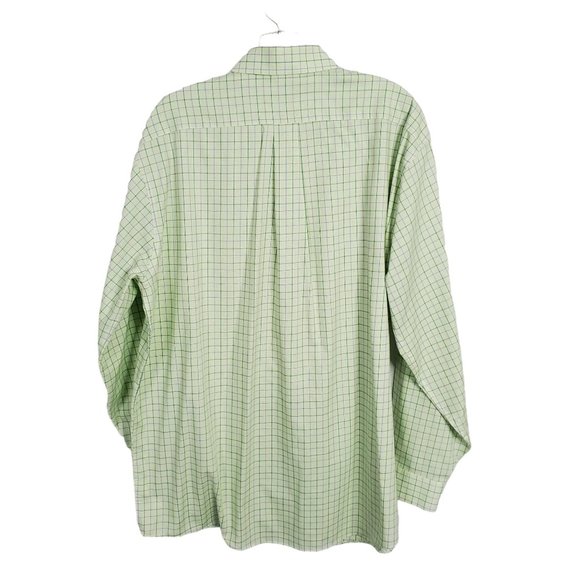 LL Bean Mens Sz L Shirt Wrinkle Resistant Button Down Collar Cotton Plaid Green - Picture 2 of 7